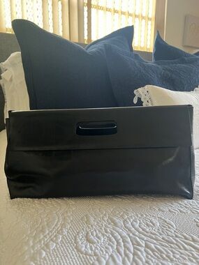 Furla Black Leather Tote with Interior Logo